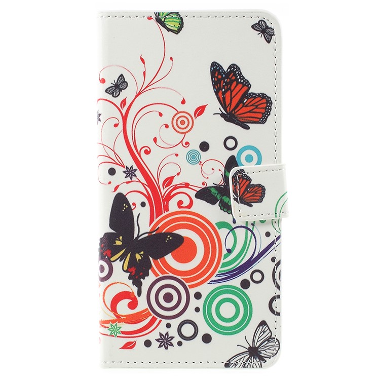Pattern Printing PU Leather Magnetic Wallet Stand Protective Shell for Asus ZenFone 4 Max (ZC554KL) / 4 Max Pro (ZC554KL) / 4 Max Plus (ZC554KL) - Black and Orange Butterfly-1