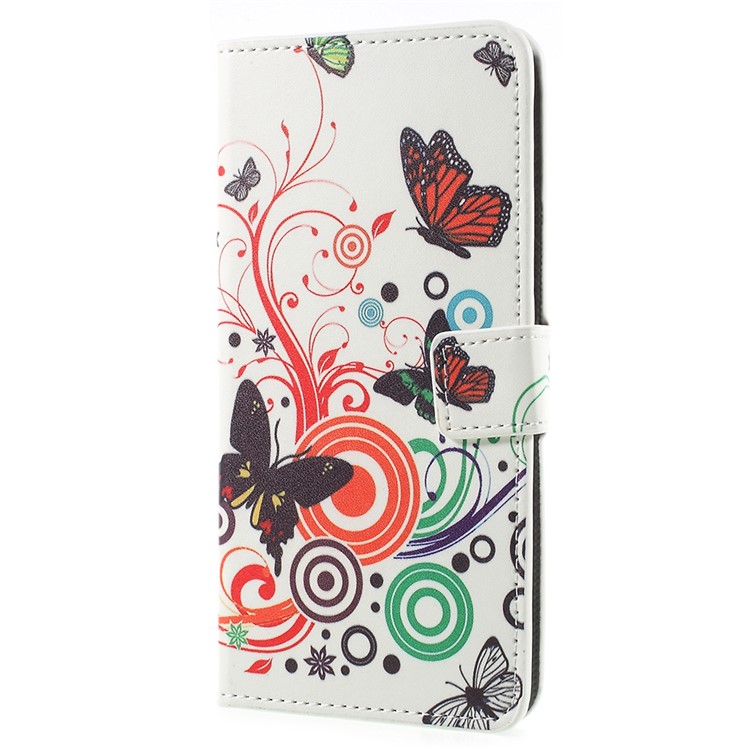 Pattern Printing PU Leather Magnetic Wallet Stand Protective Shell for Asus ZenFone 4 Max (ZC554KL) / 4 Max Pro (ZC554KL) / 4 Max Plus (ZC554KL) - Black and Orange Butterfly-2