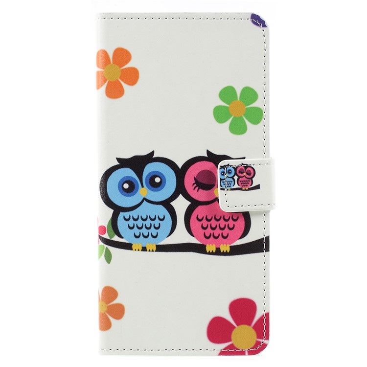 Pattern Printing PU Leather Magnetic Wallet Stand Protective Flip Shell for Asus ZenFone 4 Max (ZC554KL) / 4 Max Pro (ZC554KL) / 4 Max Plus (ZC554KL) - Owl Couple-1