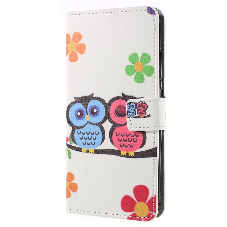 Pattern Printing PU Leather Magnetic Wallet Stand Protective Flip Shell for Asus ZenFone 4 Max (ZC554KL) / 4 Max Pro (ZC554KL) / 4 Max Plus (ZC554KL) - Owl Couple-2