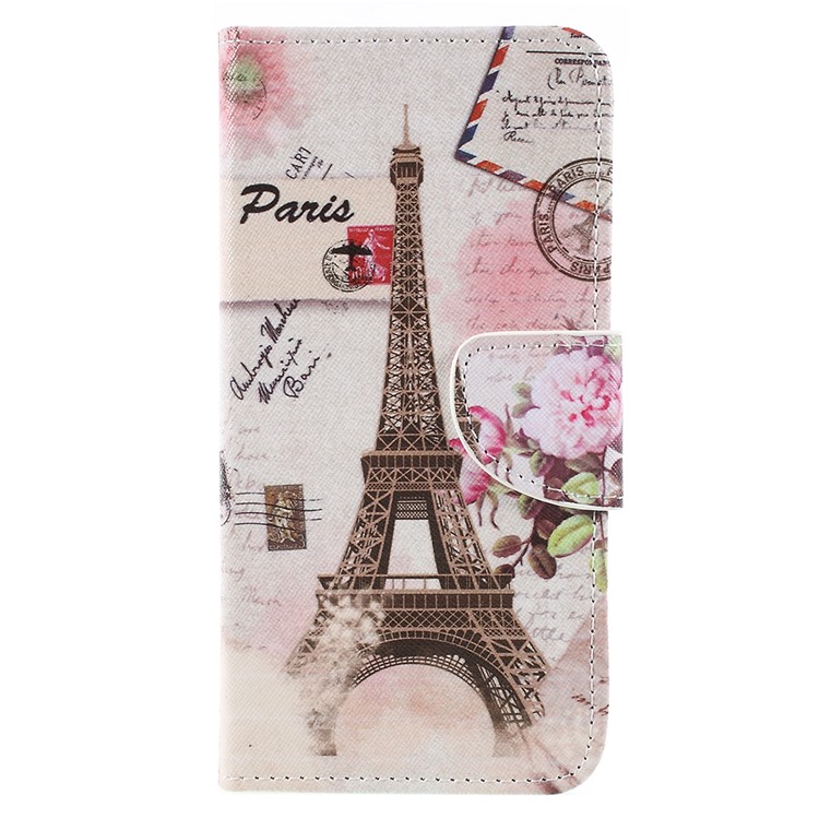 Patterned Leather Wallet Stand Cell Phone Case for Asus ZenFone 4 Max /4 Max Pro /4 Max Plus (ZC554KL) - Eiffel Tower-1