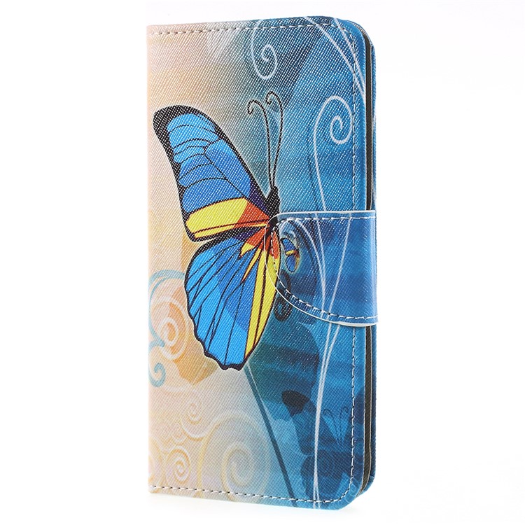 Pattern Printing Leather Wallet Stand Cellphone Case for Asus ZenFone 4 Max /4 Max Pro /4 Max Plus (ZC554KL) - Blue Butterfly-2