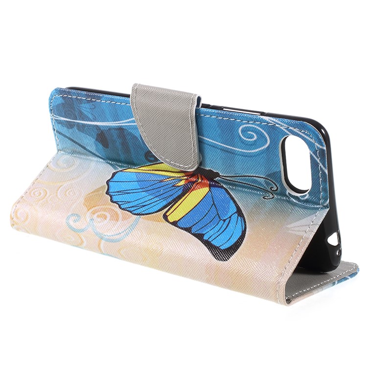 Pattern Printing Leather Wallet Stand Cellphone Case for Asus ZenFone 4 Max /4 Max Pro /4 Max Plus (ZC554KL) - Blue Butterfly-5