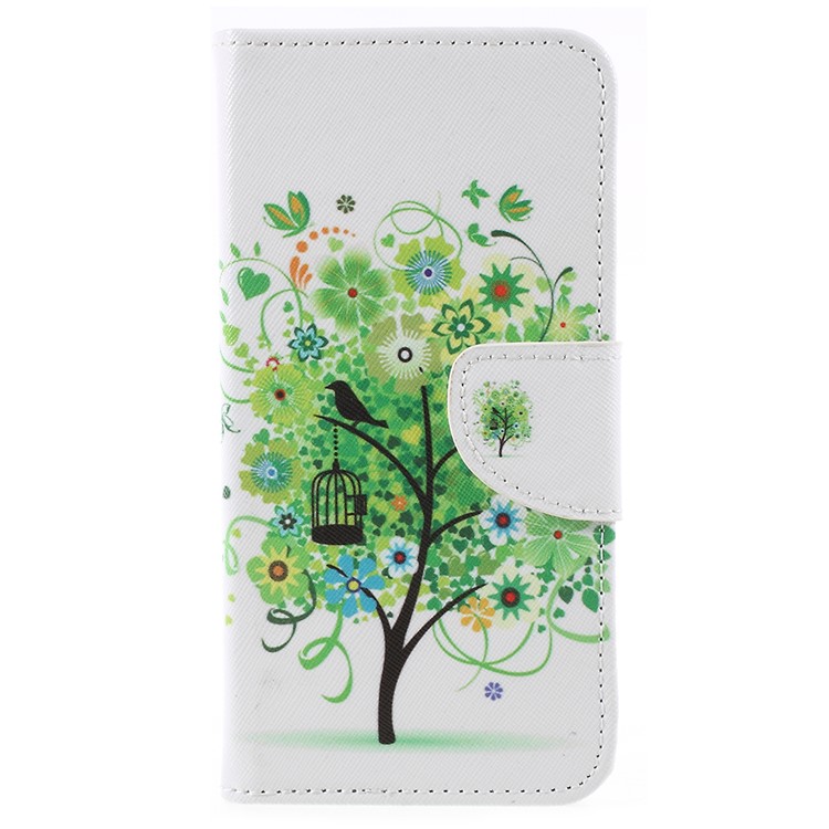 Pattern Printing Cross Texture Folio Leather Wallet Cover for Asus ZenFone 4 Max /4 Max Pro /4 Max Plus (ZC554KL) - Green Tree-1