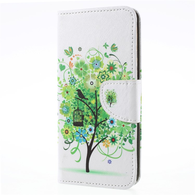 Pattern Printing Cross Texture Folio Leather Wallet Cover for Asus ZenFone 4 Max /4 Max Pro /4 Max Plus (ZC554KL) - Green Tree-2