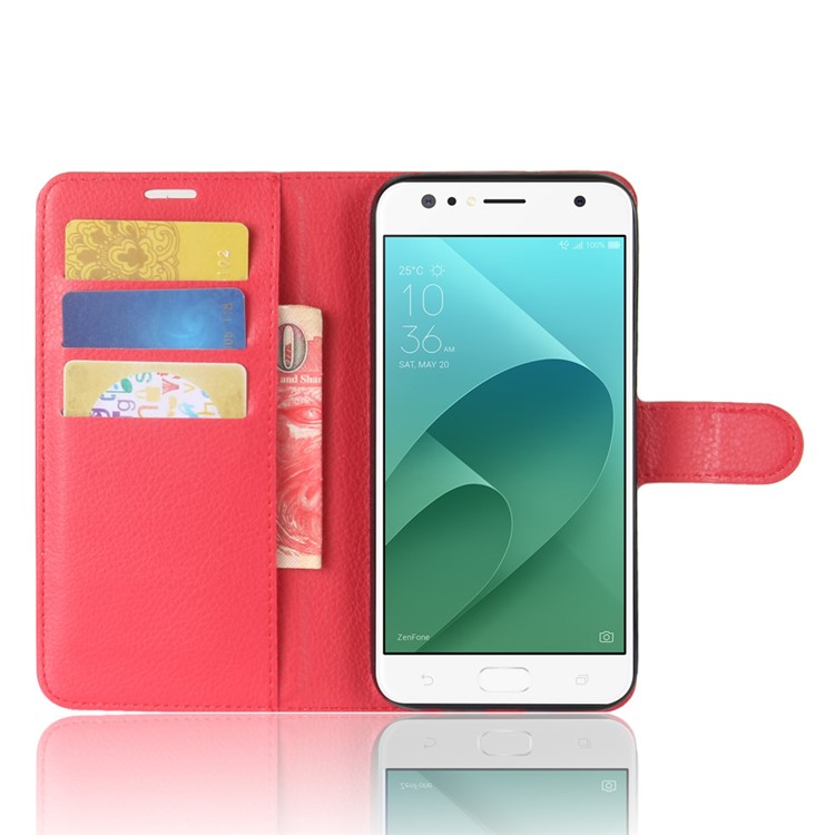 Litchi Skin Wallet Leather Magnetic Case for Asus ZenFone 4 Selfie ZD553KL/ 4 Selfie ZB553KL/ 4 Selfie Lite ZB553KL - Red-4