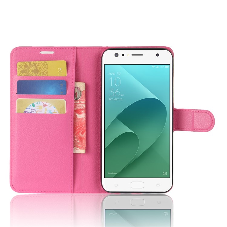 Litchi Skin Leather Wallet Case for Asus ZenFone 4 Selfie ZD553KL/ 4 Selfie ZB553KL/ 4 Selfie Lite ZB553KL - Rose-4