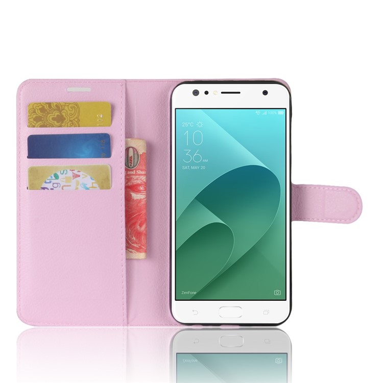 Litchi Skin Magnetic Leather Stand Case for Asus ZenFone 4 Selfie ZD553KL/ 4 Selfie ZB553KL/ 4 Selfie Lite ZB553KL - Pink-4
