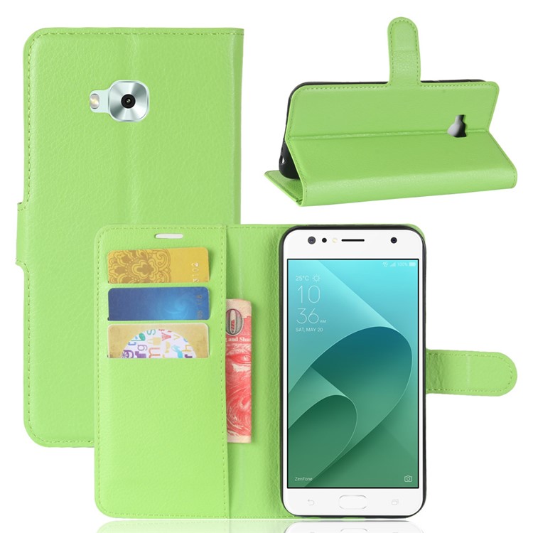 Litchi Skin Magnetic Leather Stand Cover for Asus ZenFone 4 Selfie ZD553KL/ 4 Selfie ZB553KL/ 4 Selfie Lite ZB553KL - Green-1