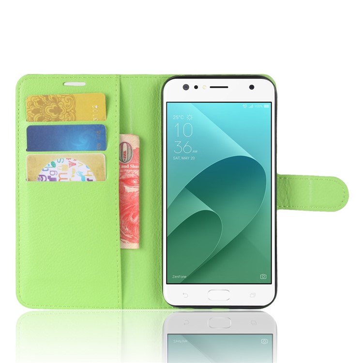 Litchi Skin Magnetic Leather Stand Cover for Asus ZenFone 4 Selfie ZD553KL/ 4 Selfie ZB553KL/ 4 Selfie Lite ZB553KL - Green-4