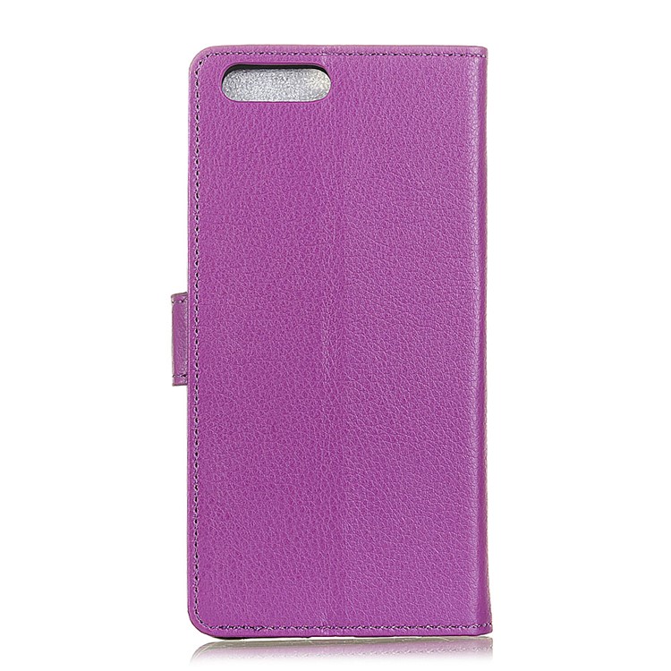 Litchi Skin PU Leather Card Holder Cell Phone Cover for Asus ZenFone 4 (ZE554KL) - Purple-2