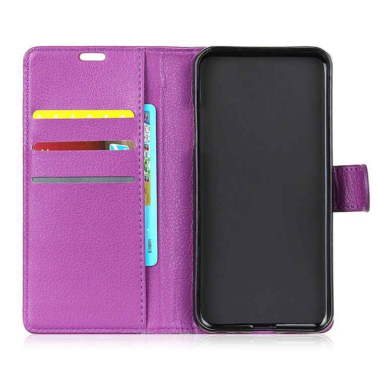 Litchi Skin PU Leather Card Holder Cell Phone Cover for Asus ZenFone 4 (ZE554KL) - Purple-5