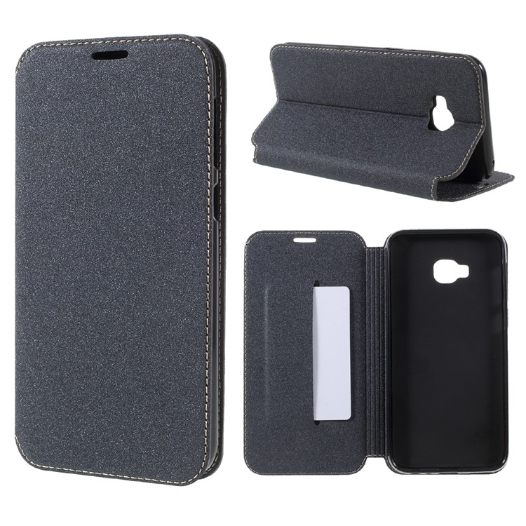 Sand-like Texture Magnetic Leather Stand Case for Asus Zenfone 4 Selfie Pro ZD552KL - Black-1