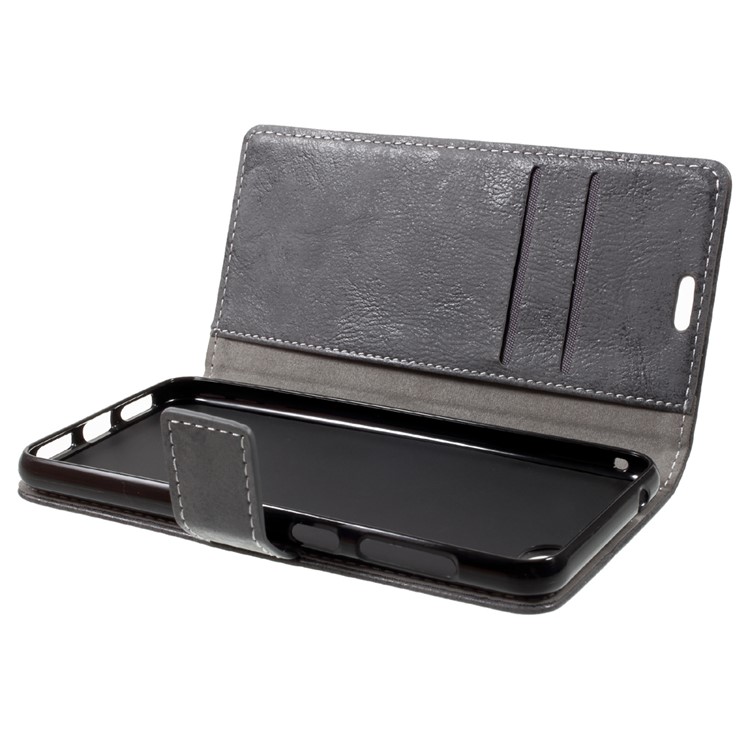 Vintage Style Wallet PU Leather Stand Mobile Phone Shell for Asus Zenfone 4 Max ZC520KL - Grey-6