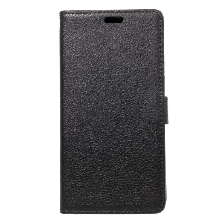 For Asus Zenfone 4 Max ZC520KL Litchi Skin PU Leather Stand Wallet Folio Phone Cover - Black-1