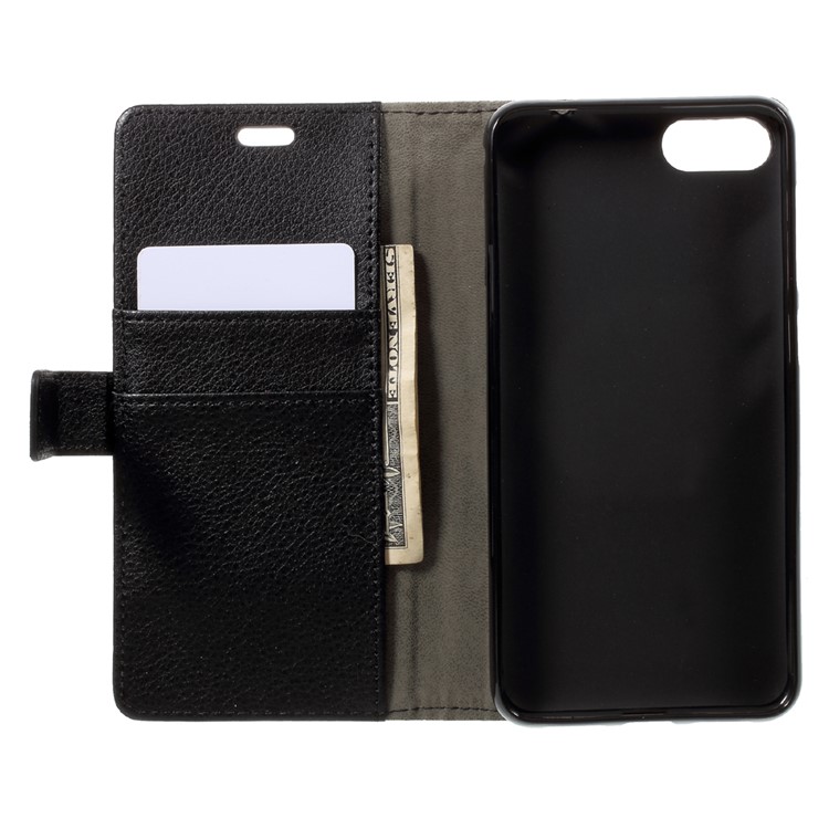 For Asus Zenfone 4 Max ZC520KL Litchi Skin PU Leather Stand Wallet Folio Phone Cover - Black-5