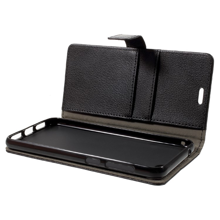 For Asus Zenfone 4 Max ZC520KL Litchi Skin PU Leather Stand Wallet Folio Phone Cover - Black-6
