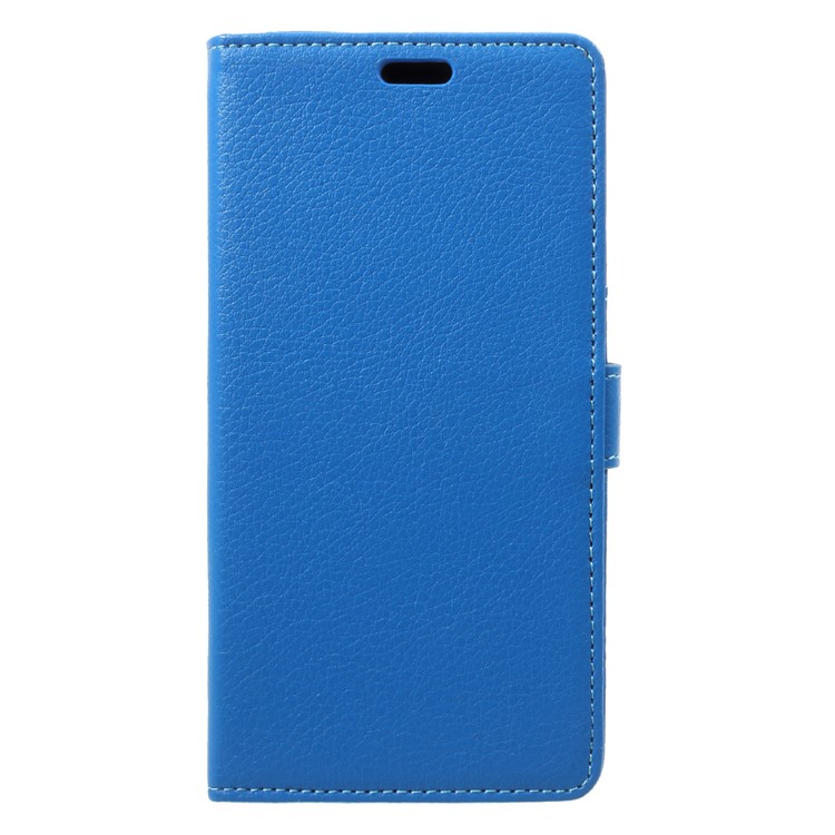 Litchi Skin PU Leather Folio Wallet Cell Phone Cover with Stand for Asus Zenfone 4 Max ZC520KL - Blue-1