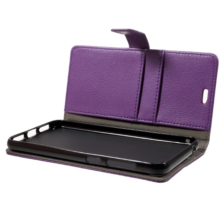 For Asus Zenfone 4 Max ZC520KL Litchi Skin Leather Wallet Stand Folio Protective Phone Shell - Purple-5