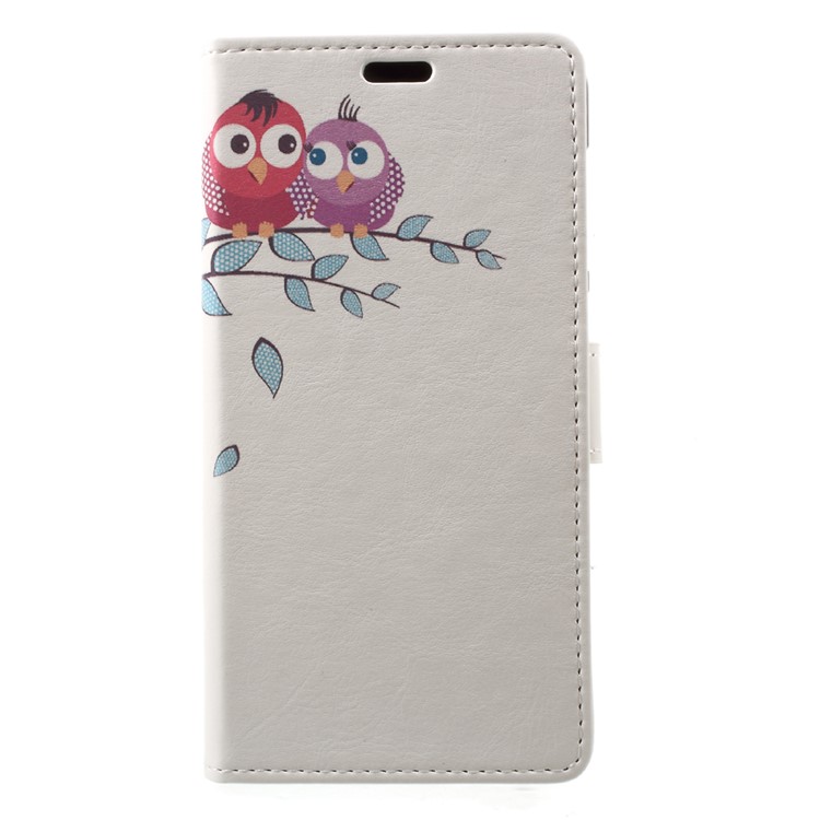 Patterned PU Leather Wallet Stand Protective Phone Cover for Asus Zenfone 4 Max ZC520KL - Bird Couple-1