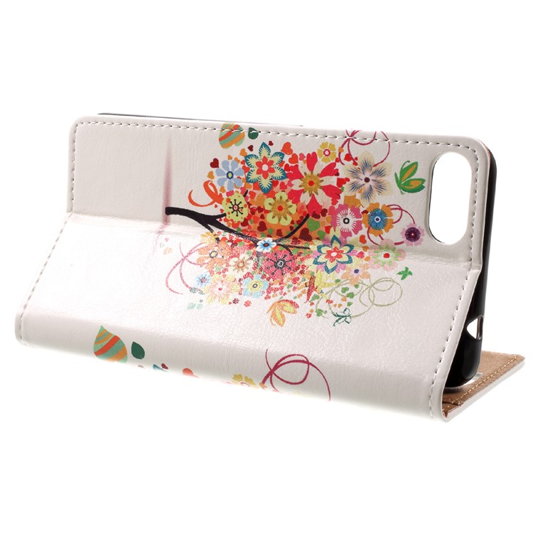 Patterned PU Leather Wallet Stand Protective Cell Phone Shell for Asus Zenfone 4 Max ZC520KL - Orange Tree with Blossoming Flower-4