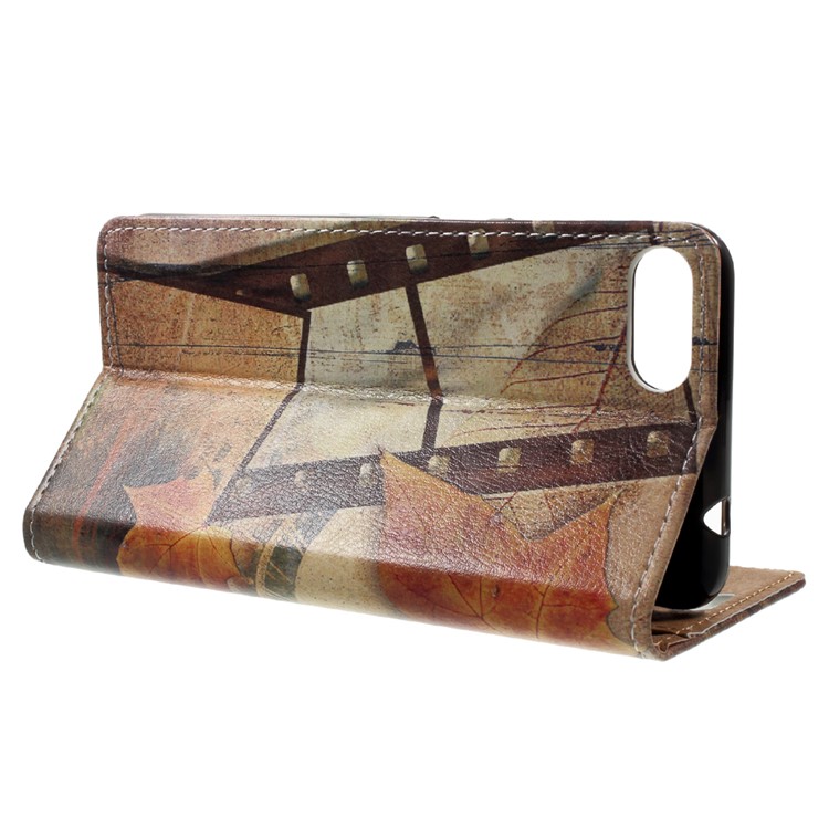 Patterned PU Leather Wallet Stand Protective Mobile Phone Casing for Asus Zenfone 4 Max ZC520KL - Eiffel Tower and Maple-4