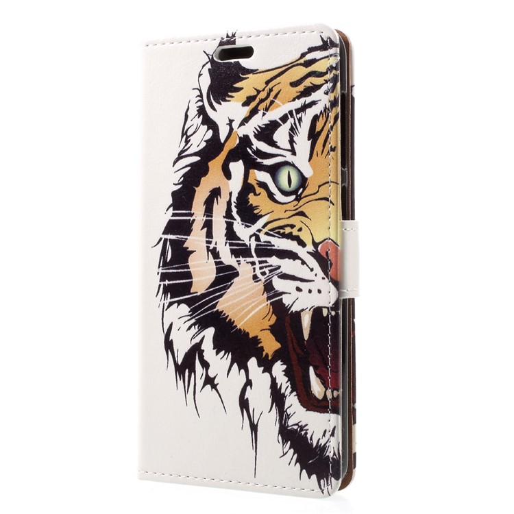 Patterned PU Leather Wallet Stand Protective Phone Shell with Magnet for Asus Zenfone 4 Max ZC520KL - Tiger-3