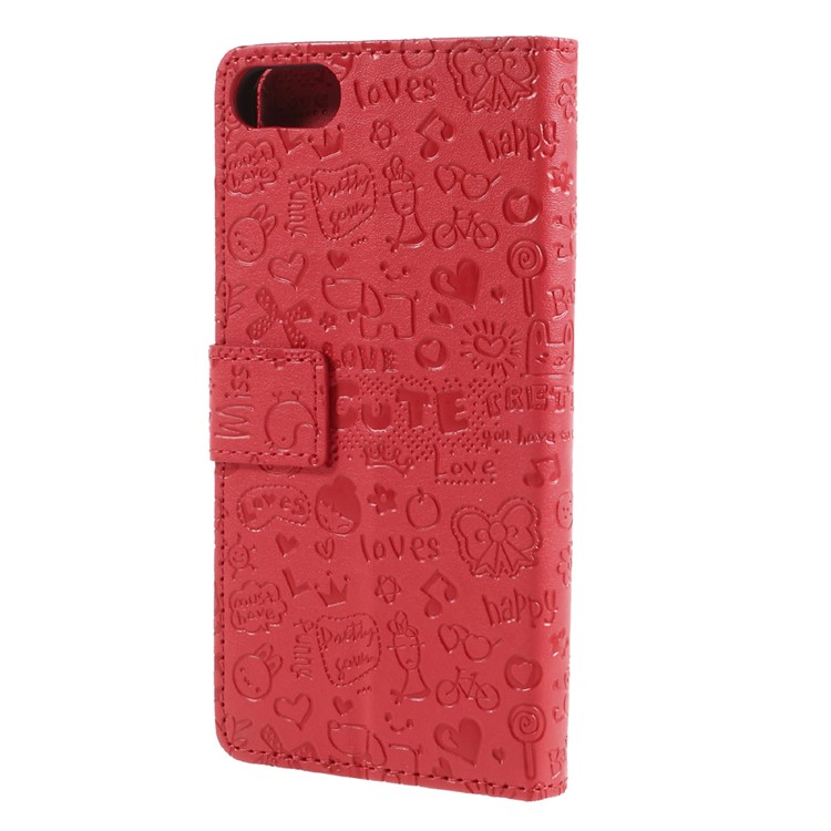 Cartoon Graffiti Leather Stand Wallet Mobile Shell for Asus Zenfone 4 Max ZC520KL - Red-2
