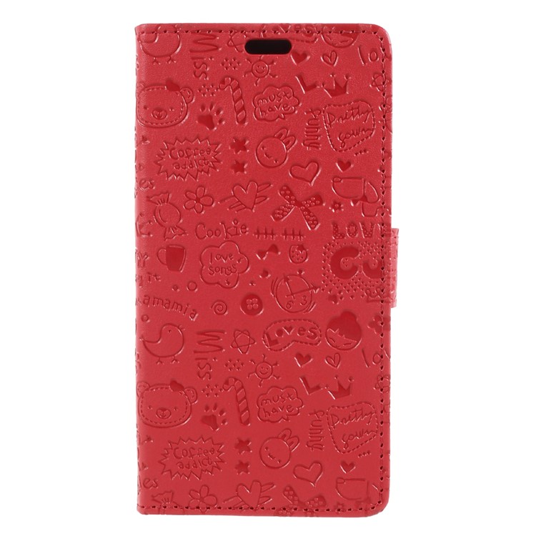 Cartoon Graffiti Leather Stand Wallet Mobile Shell for Asus Zenfone 4 Max ZC520KL - Red-3