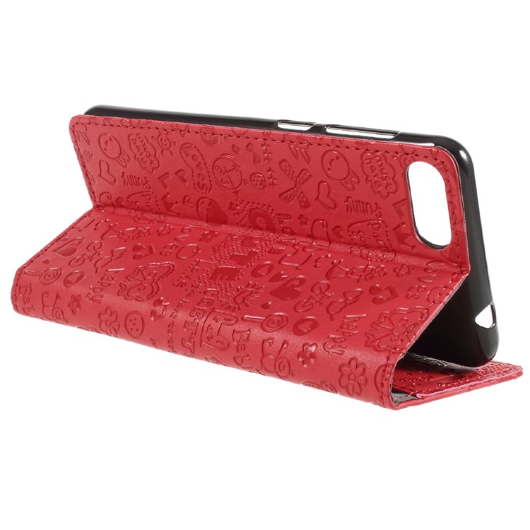 Cartoon Graffiti Leather Stand Wallet Mobile Shell for Asus Zenfone 4 Max ZC520KL - Red-5