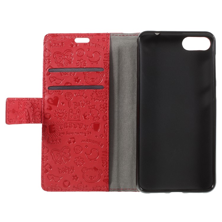 Cartoon Graffiti Leather Stand Wallet Mobile Shell for Asus Zenfone 4 Max ZC520KL - Red-6