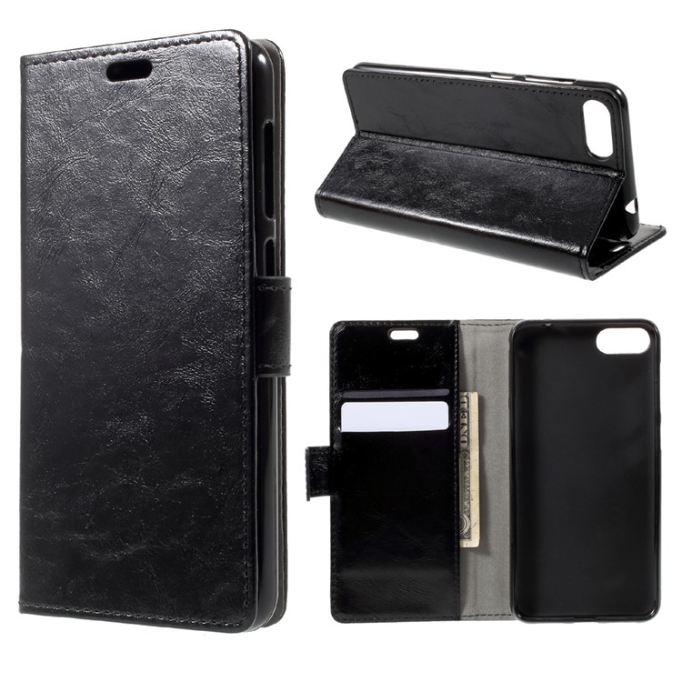 Crazy Horse Magnetic Stand Wallet Leather Mobile Phone Case for Asus Zenfone 4 Max ZC520KL - Black-1