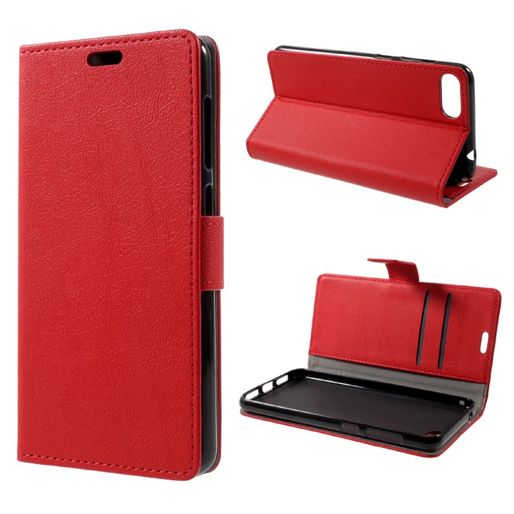 Wallet Magnetic Stand Leather Mobile Phone Shell for Asus Zenfone 4 Max ZC520KL - Red-1