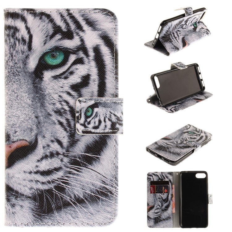 Pattern Printing Leather Wallet Case for Asus Zenfone 4 MAX /4 Max Pro /4 Max Plus ZC554KL - Tiger Pattern-1