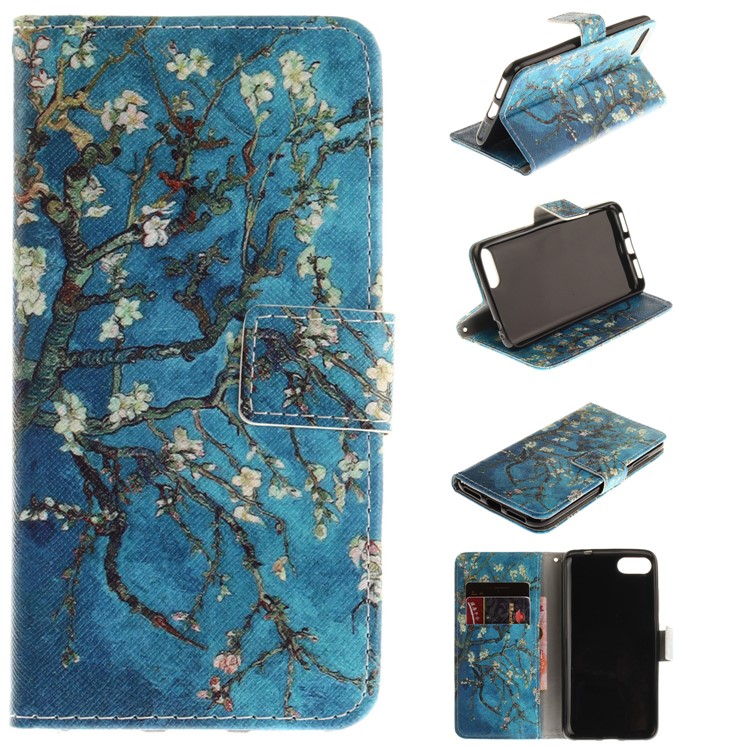 Pattern Printing Leather Wallet Case Cover for Asus Zenfone 4 MAX /4 Max Pro /4 Max Plus ZC554KL - Tree with Flowers-1