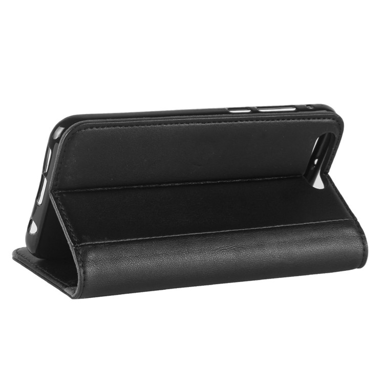 Genuine Split Leather Wallet Phone Case with Stand for Asus ZenFone 4 Pro (ZS551KL) - Black-6