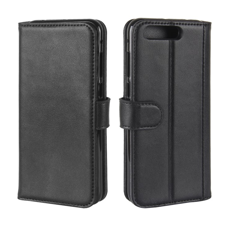 Genuine Split Leather Wallet Phone Case with Stand for Asus ZenFone 4 Pro (ZS551KL) - Black-8
