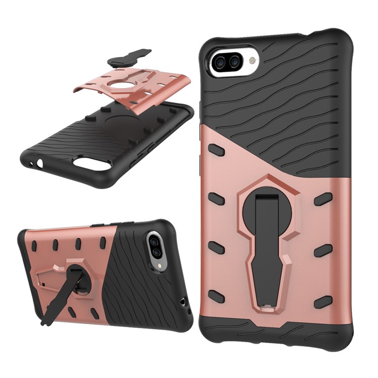Soft TPU + Plastic Combo Detachable Phone Case with 360-degree Rotary Kickstand for Asus ZenFone 4 Max (ZC554KL) / Max Pro (ZC554KL) / Max Plus (ZC554KL) - Rose Gold-1