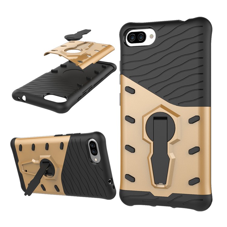 Soft TPU + Plastic Combo Detachable Phone Cover with 360-degree Rotary Kickstand for Asus ZenFone 4 Max (ZC554KL) / Max Pro (ZC554KL) / Max Plus (ZC554KL) - Gold-1