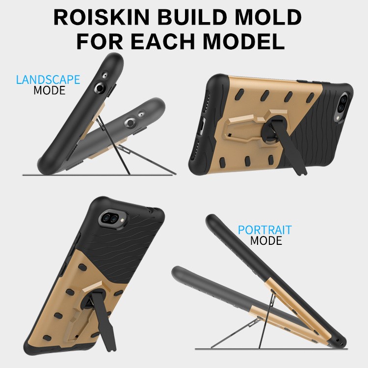 Soft TPU + Plastic Combo Detachable Phone Cover with 360-degree Rotary Kickstand for Asus ZenFone 4 Max (ZC554KL) / Max Pro (ZC554KL) / Max Plus (ZC554KL) - Gold-13