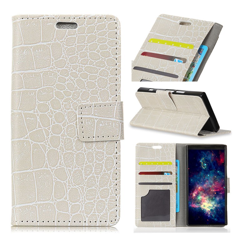 Crocodile Texture PU Leather Wallet Magnetic Phone Cover Shell for Asus Zenfone 4 Max ZC520KL - White-1