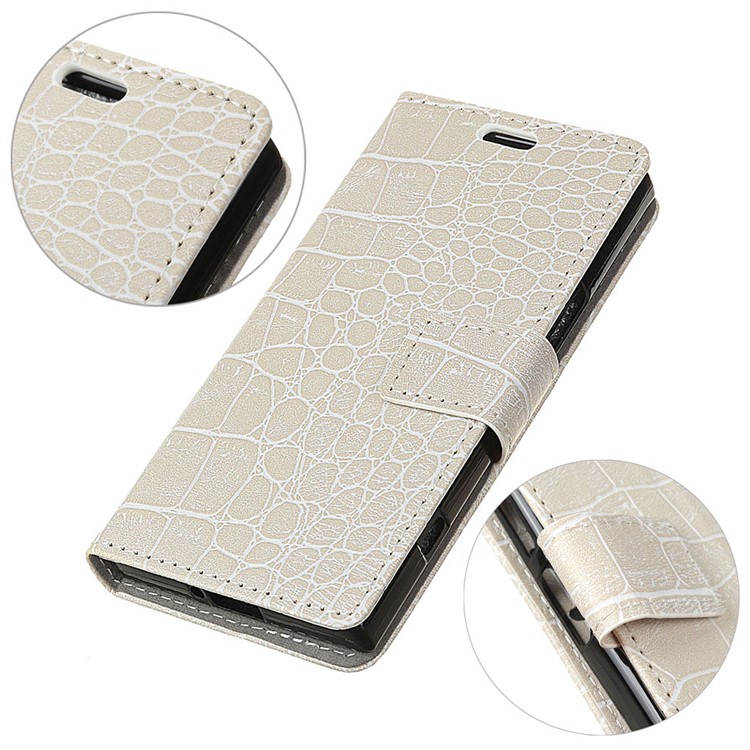 Crocodile Texture PU Leather Wallet Magnetic Phone Cover Shell for Asus Zenfone 4 Max ZC520KL - White-3