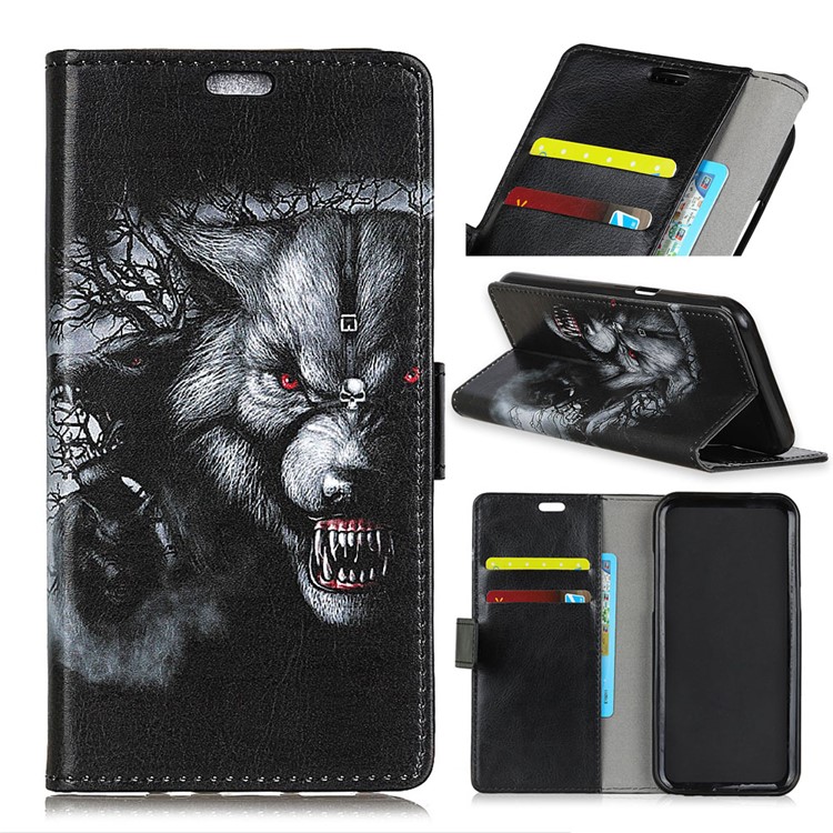 Pattern Printing Leather Wallet Case Phone Shell for Asus Zenfone 4 Selfie ZD553KL/ 4 Selfie ZB553KL/ 4 Selfie Lite ZB553KL - Wolf Pattern-1