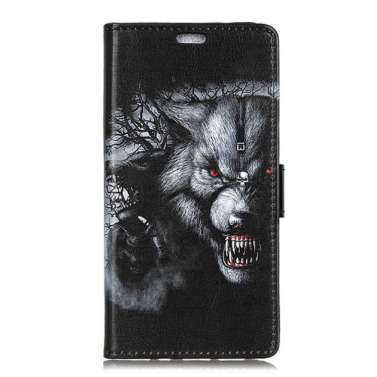 Pattern Printing Leather Wallet Case Phone Shell for Asus Zenfone 4 Selfie ZD553KL/ 4 Selfie ZB553KL/ 4 Selfie Lite ZB553KL - Wolf Pattern-2