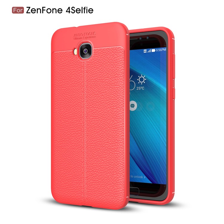 Litchi Grain TPU Case Shell for Asus Zenfone 4 Selfie ZD553KL/ 4 Selfie ZB553KL/ 4 Selfie Lite ZB553KL - Red-1