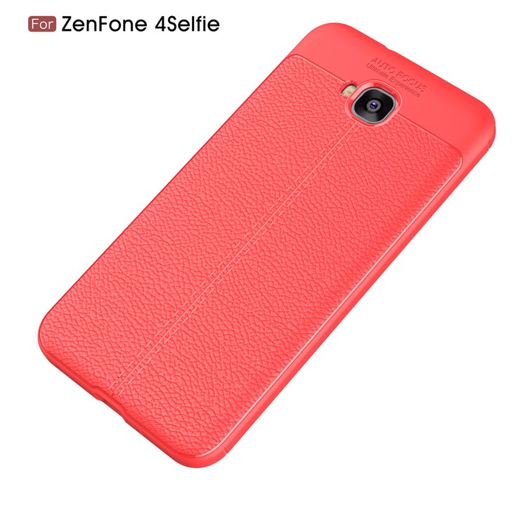 Litchi Grain TPU Case Shell for Asus Zenfone 4 Selfie ZD553KL/ 4 Selfie ZB553KL/ 4 Selfie Lite ZB553KL - Red-2