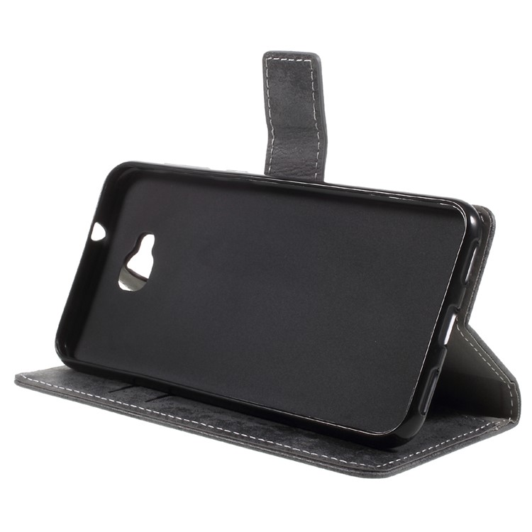 Vintage Style Wallet Leather Mobile Phone Case with Stand for Asus Zenfone 4 Selfie ZD553KL/ 4 Selfie ZB553KL/ 4 Selfie Lite ZB553KL - Grey-4
