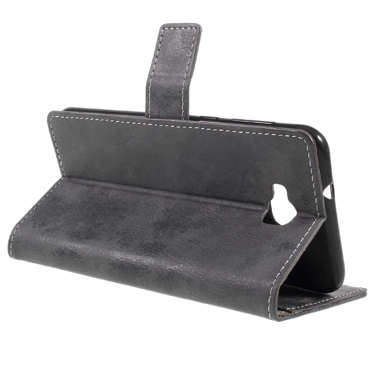 Vintage Style Wallet Leather Mobile Phone Case with Stand for Asus Zenfone 4 Selfie ZD553KL/ 4 Selfie ZB553KL/ 4 Selfie Lite ZB553KL - Grey-5