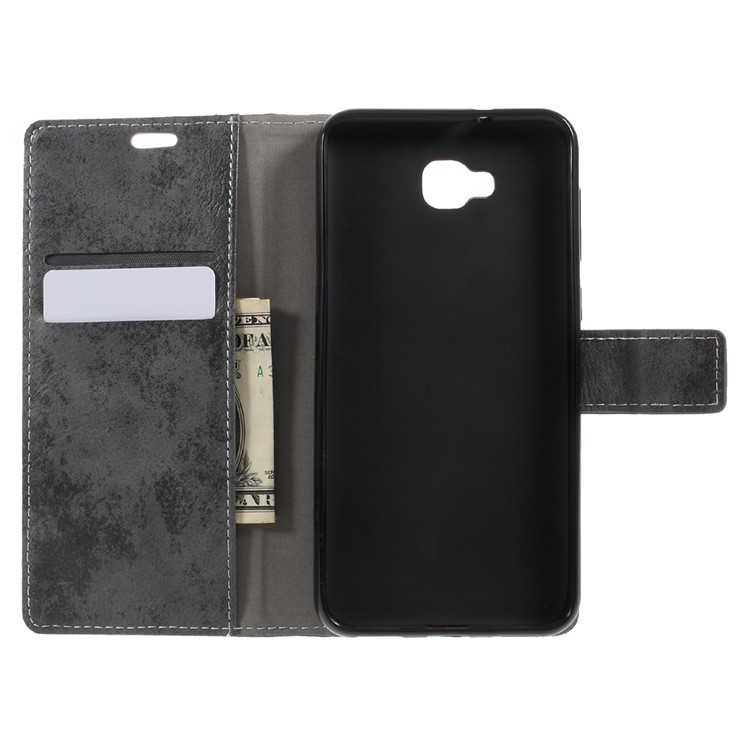 Vintage Style Wallet Leather Mobile Phone Case with Stand for Asus Zenfone 4 Selfie ZD553KL/ 4 Selfie ZB553KL/ 4 Selfie Lite ZB553KL - Grey-6