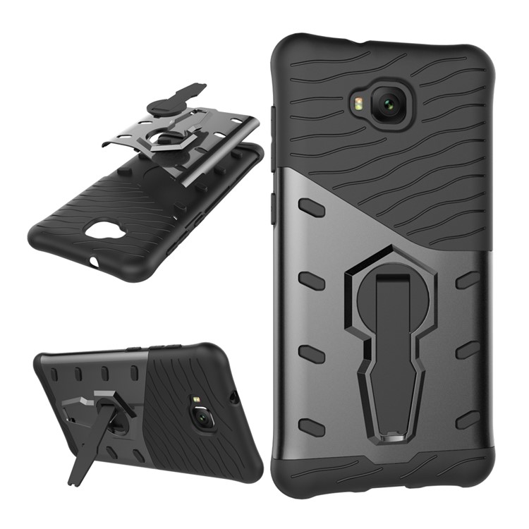 Soft TPU + Plastic Combo Detachable Phone Casing with 360-degree Rotary Kickstand for Asus Zenfone 4 Selfie ZD553KL - Grey-1